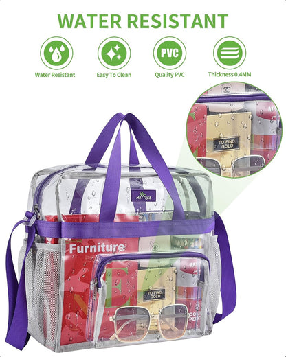 Clear Bag for Stadium Events, 12x5.5x12 Clear Tote Bag for Work
