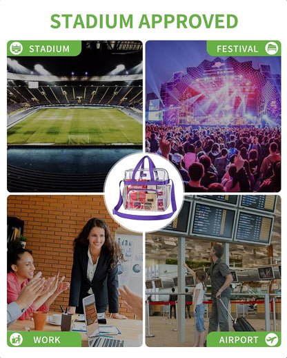 Clear Bag for Stadium Events, 12x5.5x12 Clear Tote Bag for Work