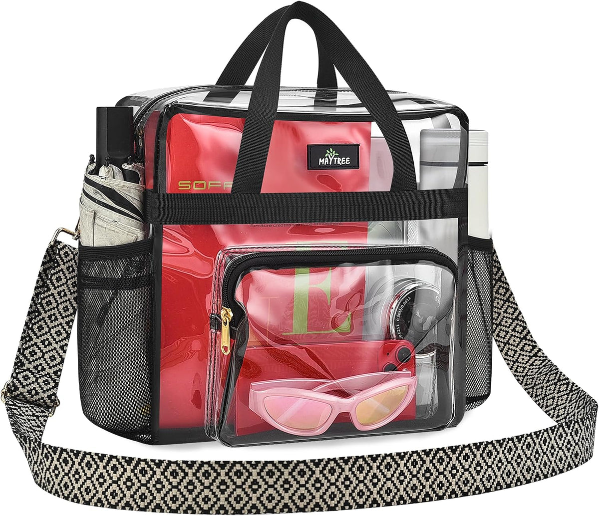 Clear Bag for Stadium Events, 12x5.5x12 Clear Tote Bag for Work