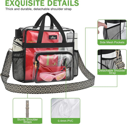 Clear Bag for Stadium Events, 12x5.5x12 Clear Tote Bag for Work