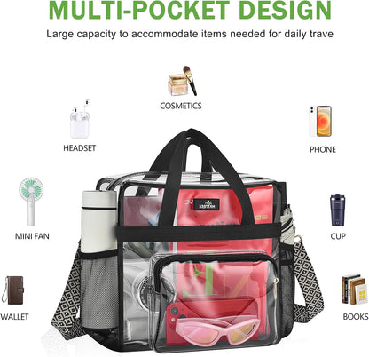 Clear Bag for Stadium Events, 12x5.5x12 Clear Tote Bag for Work