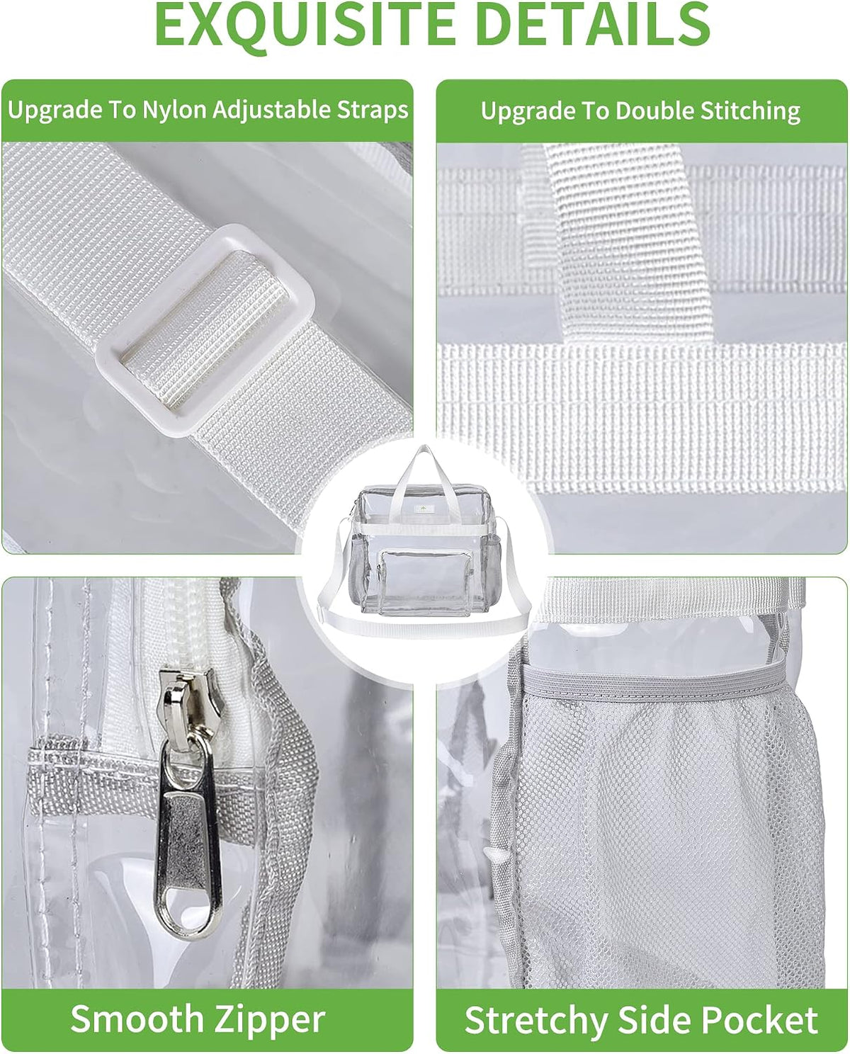 Clear Bag for Stadium Events, 12x5.5x12 Clear Tote Bag for Work
