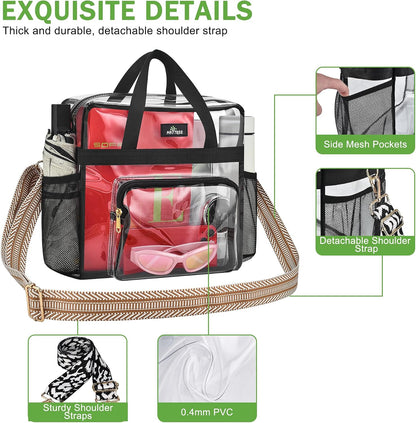 Clear Bag for Stadium Events, 12x5.5x12 Clear Tote Bag for Work