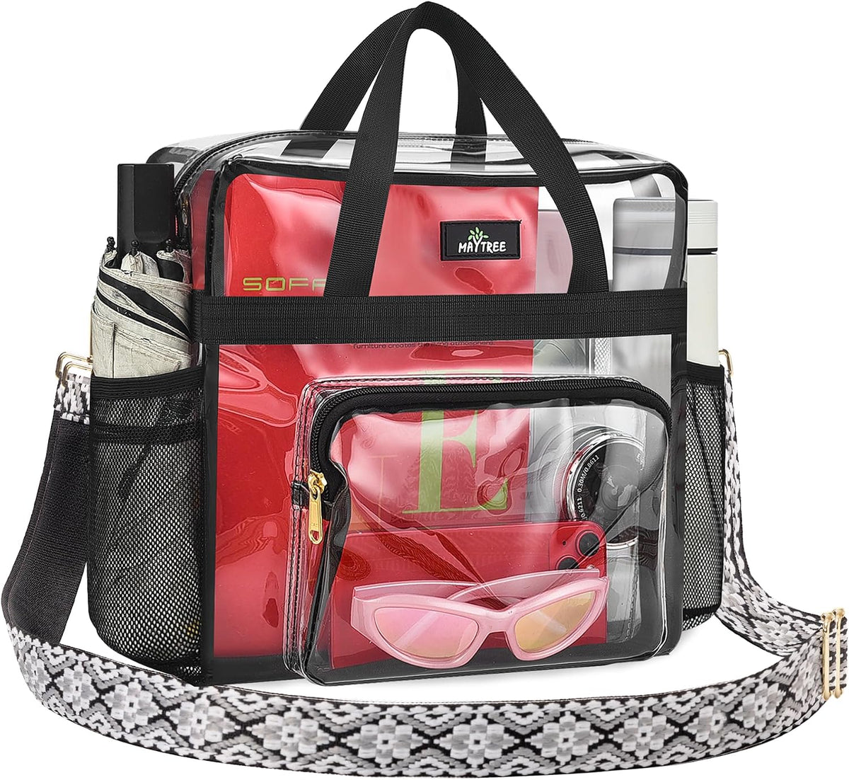 Clear Bag for Stadium Events, 12x5.5x12 Clear Tote Bag for Work
