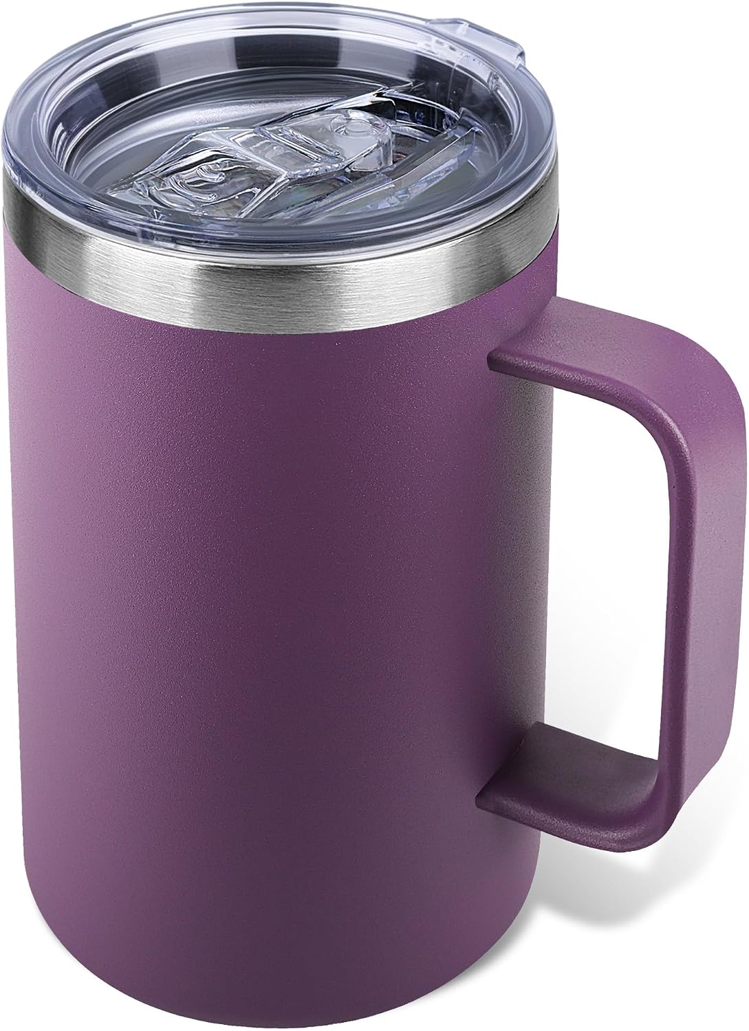 22oz Insulated Coffee Mug with Handle & Leak-Proof Lid - Double Wall Stainless Steel Travel Tumbler for Commute/Office/Home, Dark Blue, 1 Pack
