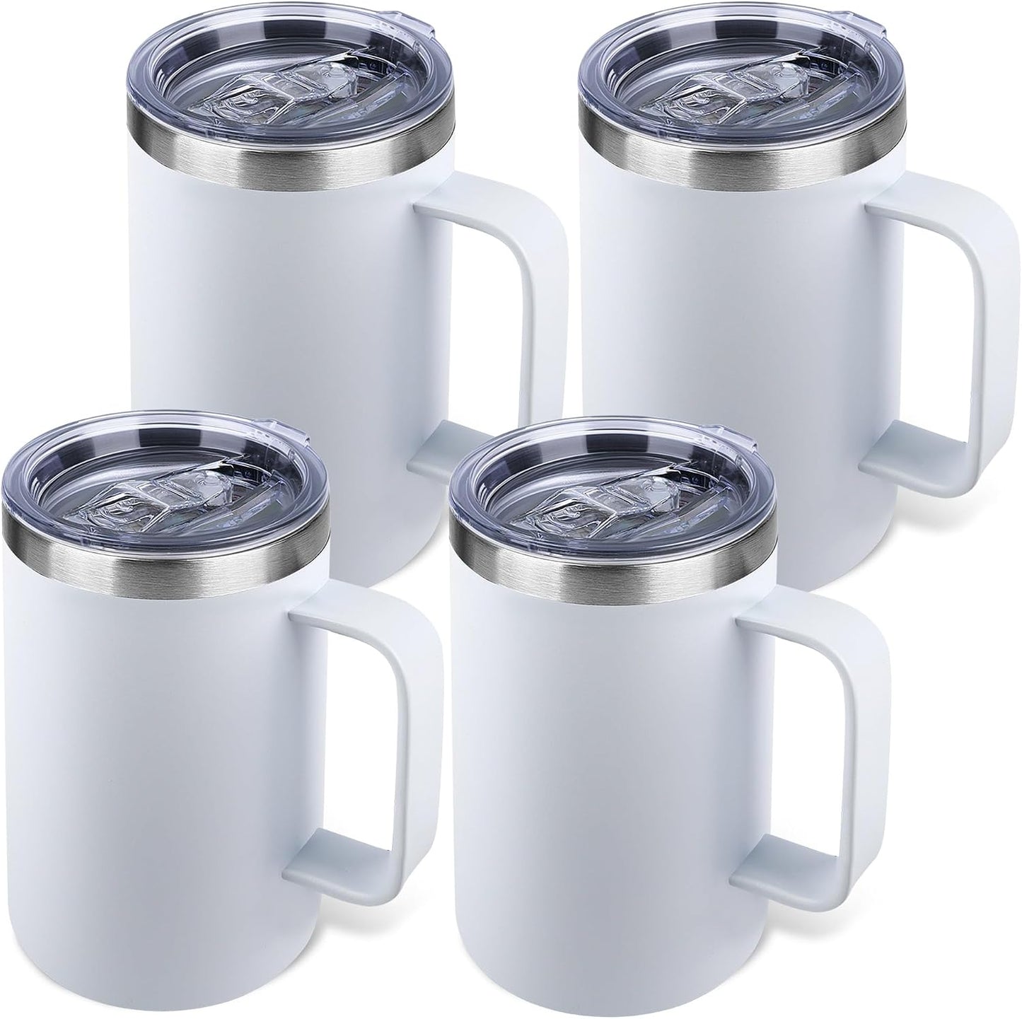 22oz Insulated Coffee Mug with Handle & Leak-Proof Lid - Double Wall Stainless Steel Travel Tumbler for Commute/Office/Home, Dark Blue, 1 Pack