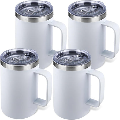 22oz Insulated Coffee Mug with Handle & Leak-Proof Lid - Double Wall Stainless Steel Travel Tumbler for Commute/Office/Home, Dark Blue, 1 Pack