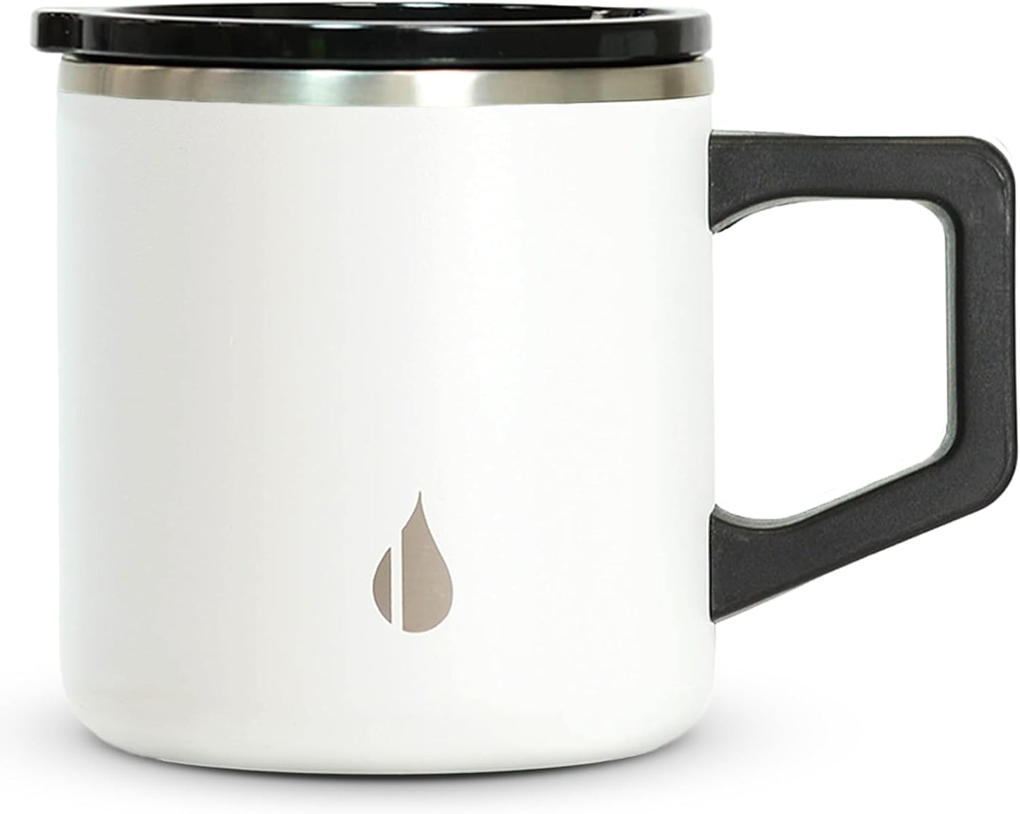 Insulated Coffee Mug - Triple-Wall Stainless Steel Summit Travel Cup for Hot and Cold Drinks - Thermal Coffee Mug with Lid and Handle for Camping, Office & Travel 16oz - Black