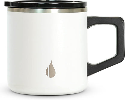 Insulated Coffee Mug - Triple-Wall Stainless Steel Summit Travel Cup for Hot and Cold Drinks - Thermal Coffee Mug with Lid and Handle for Camping, Office & Travel 16oz - Black