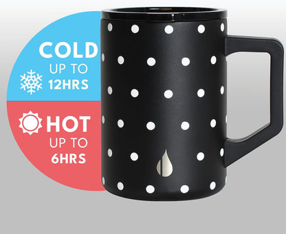 Insulated Coffee Mug - Triple-Wall Stainless Steel Summit Travel Cup for Hot and Cold Drinks - Thermal Coffee Mug with Lid and Handle for Camping, Office & Travel 16oz - Black