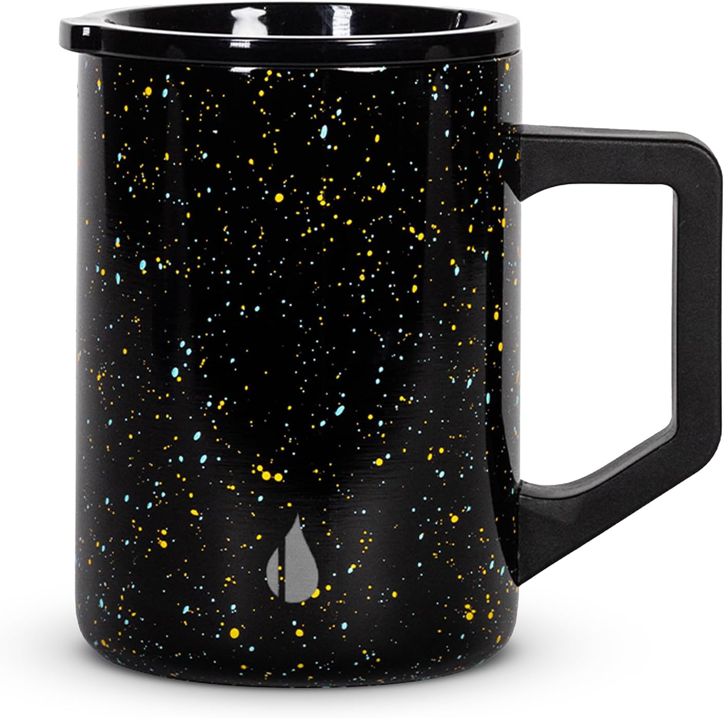 Insulated Coffee Mug - Triple-Wall Stainless Steel Summit Travel Cup for Hot and Cold Drinks - Thermal Coffee Mug with Lid and Handle for Camping, Office & Travel 16oz - Black