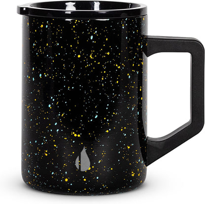 Insulated Coffee Mug - Triple-Wall Stainless Steel Summit Travel Cup for Hot and Cold Drinks - Thermal Coffee Mug with Lid and Handle for Camping, Office & Travel 16oz - Black