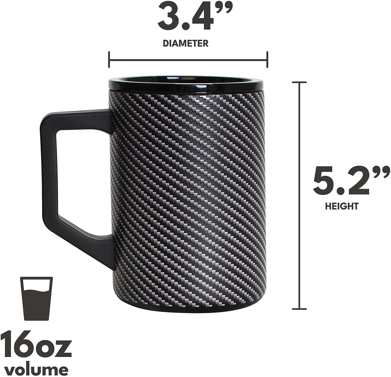 Insulated Coffee Mug - Triple-Wall Stainless Steel Summit Travel Cup for Hot and Cold Drinks - Thermal Coffee Mug with Lid and Handle for Camping, Office & Travel 16oz - Black