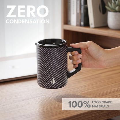 Insulated Coffee Mug - Triple-Wall Stainless Steel Summit Travel Cup for Hot and Cold Drinks - Thermal Coffee Mug with Lid and Handle for Camping, Office & Travel 16oz - Black