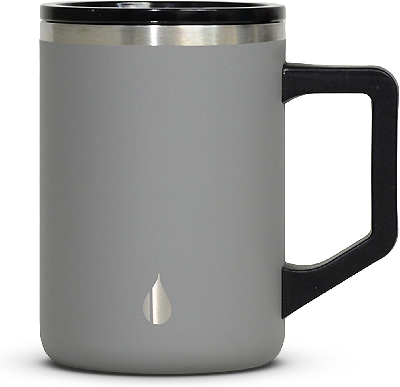 Insulated Coffee Mug - Triple-Wall Stainless Steel Summit Travel Cup for Hot and Cold Drinks - Thermal Coffee Mug with Lid and Handle for Camping, Office & Travel 16oz - Black