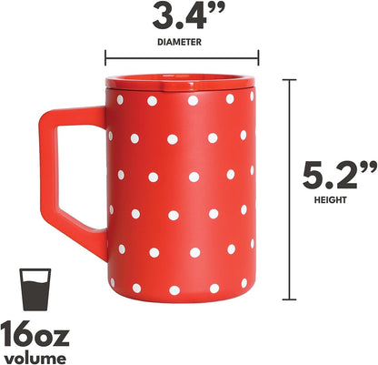 Insulated Coffee Mug - Triple-Wall Stainless Steel Summit Travel Cup for Hot and Cold Drinks - Thermal Coffee Mug with Lid and Handle for Camping, Office & Travel 16oz - Black