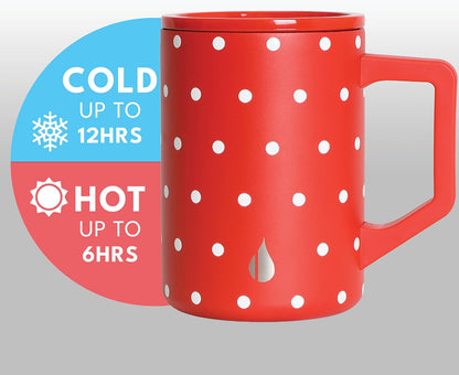 Insulated Coffee Mug - Triple-Wall Stainless Steel Summit Travel Cup for Hot and Cold Drinks - Thermal Coffee Mug with Lid and Handle for Camping, Office & Travel 16oz - Black