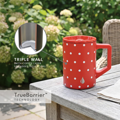 Insulated Coffee Mug - Triple-Wall Stainless Steel Summit Travel Cup for Hot and Cold Drinks - Thermal Coffee Mug with Lid and Handle for Camping, Office & Travel 16oz - Black
