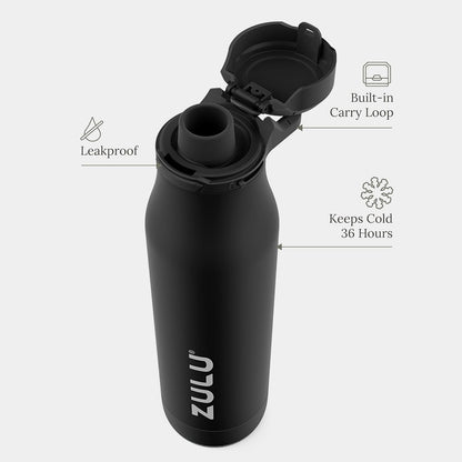 Ace 24oz Insulated Stainless Steel Water Bottle, Chug Spout, Black