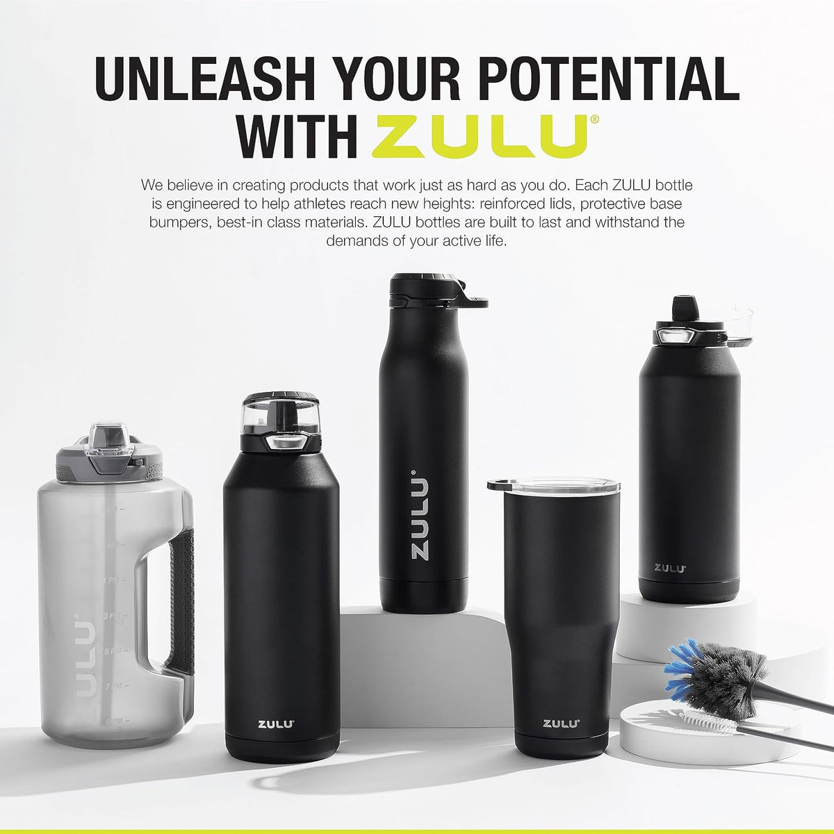 Ace 24oz Insulated Stainless Steel Water Bottle, Chug Spout, Black