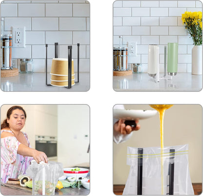 Bottle Drying Rack, Plastic Bag Drying Rack for Kitchen Countertop (White)