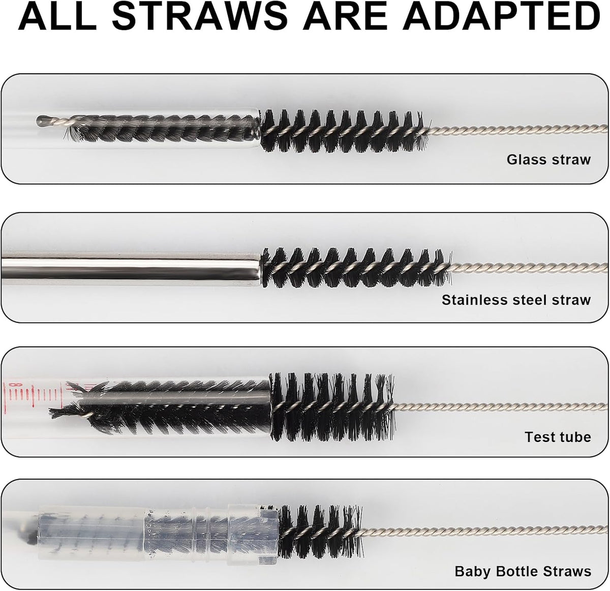 12 Pcs Straw Cleaner Brushes Set, 8.2 Inch Nylon Cleaning Brush