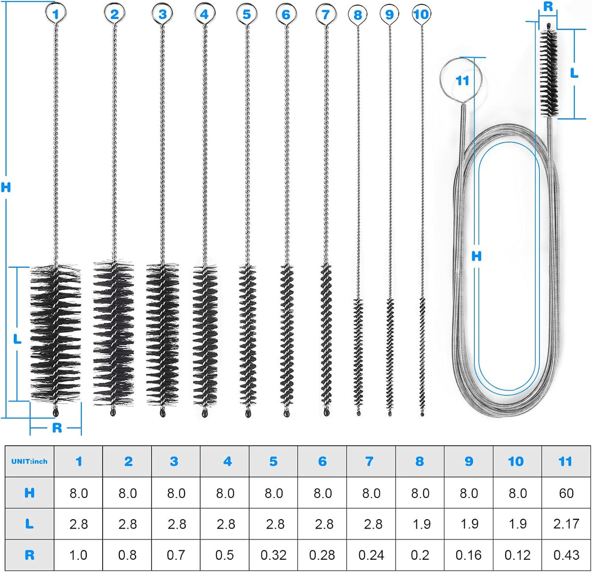 12 Pcs Straw Cleaner Brushes Set, 8.2 Inch Nylon Cleaning Brush