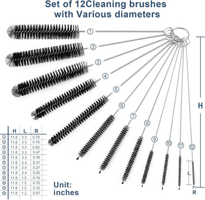 12 Pcs Straw Cleaner Brushes Set, 8.2 Inch Nylon Cleaning Brush