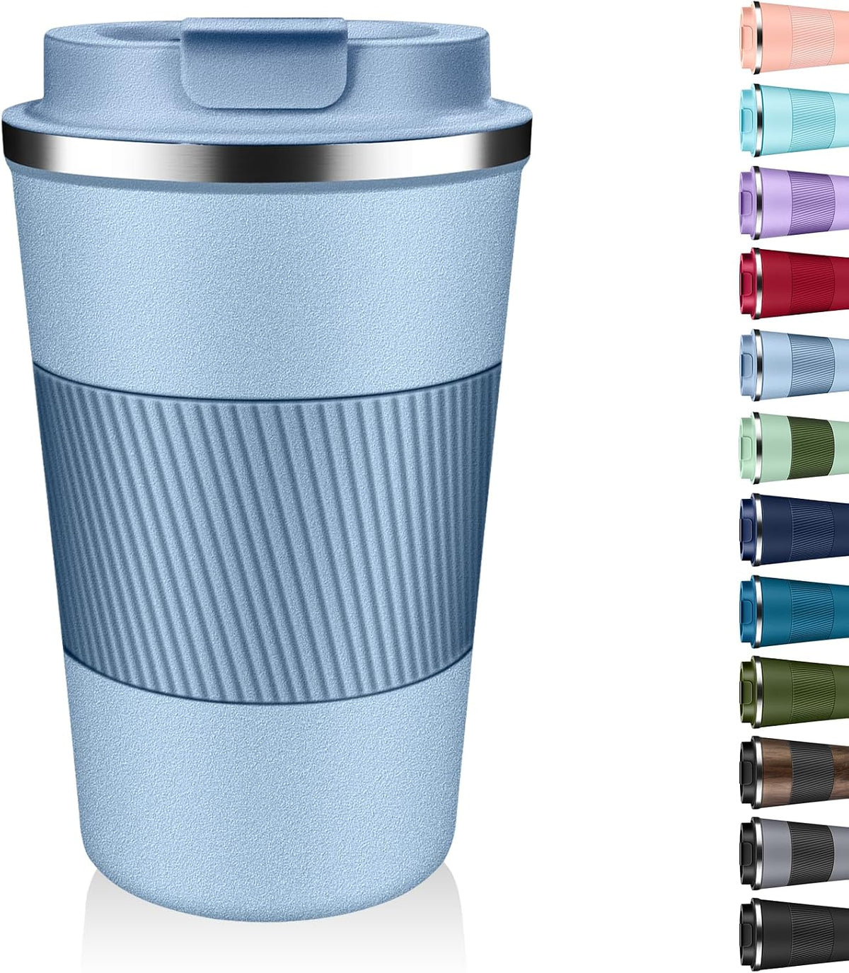 Insulated Coffee Tumbler 12 oz, Stainless Steel Coffee Mug with Lids, Travel Coffee Mug Leak Proof, Double Wall Vacuum Insulated Reusable Coffee Cup, Keep Drinks Hot and Cold (Deep Teal, 12 Ounces)