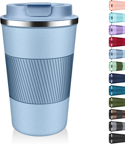 Insulated Coffee Tumbler 12 oz, Stainless Steel Coffee Mug with Lids, Travel Coffee Mug Leak Proof, Double Wall Vacuum Insulated Reusable Coffee Cup, Keep Drinks Hot and Cold (Deep Teal, 12 Ounces)