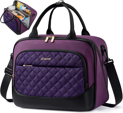 Insulated Lunch Bag for Women,Large Lunch Box Cooler Tote with Anti-Shifting Triangular Lid,Fixing Buckle for 40oz Tumbler,Wide Opening No-Spill Meal Carrier for Work Nurse Teacher Car Trip