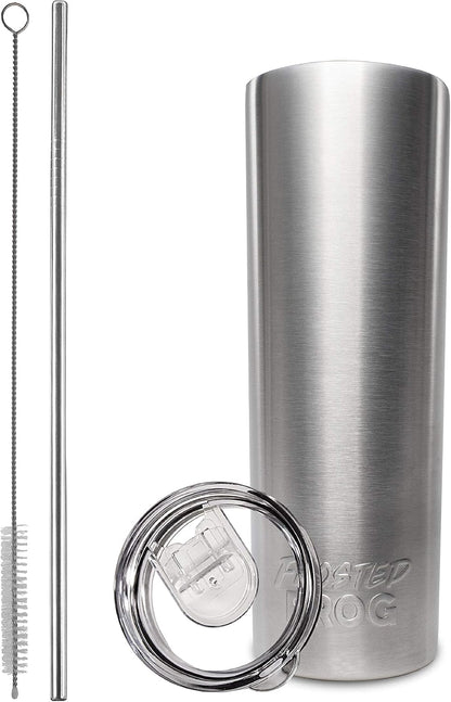 20oz Stainless Steel Slim Tumbler Vacuum Insulated with Straw