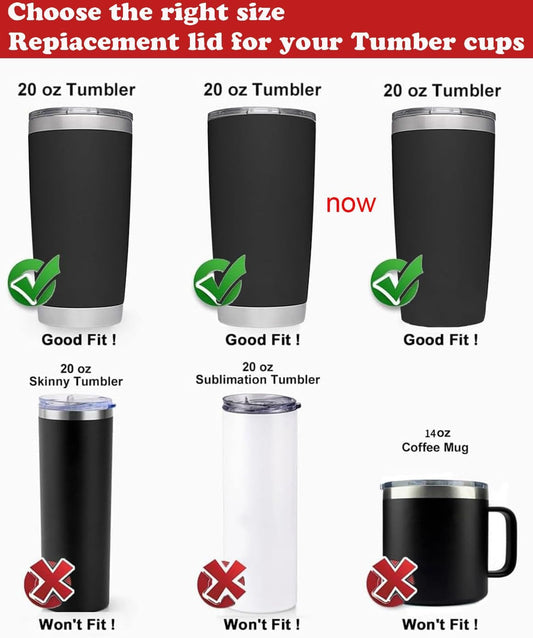 20 oz Tumbler Lid, Replacement Lids Compatible for YETI 20 oz Tumbler,Travel Mug,Spill Proof Splash Resistant Silicone Sliding Covers,Straw Friendly, BPA Free