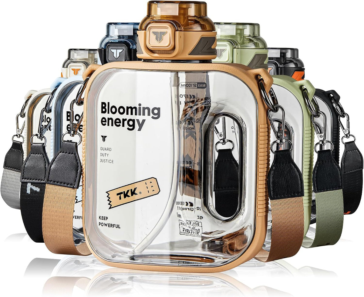 Half Gallon Water Bottle Jug with Straw Large Capacity Plastic Water Bottle Dishwasher Safe 1/2 Gallon 50 Oz Water Bottle Jug BPA Free Tritan for Gym Yoga Travel Camping Outdoor