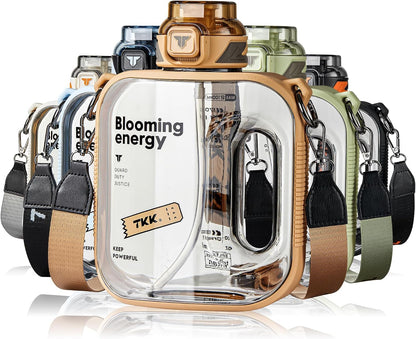 Half Gallon Water Bottle Jug with Straw Large Capacity Plastic Water Bottle Dishwasher Safe 1/2 Gallon 50 Oz Water Bottle Jug BPA Free Tritan for Gym Yoga Travel Camping Outdoor