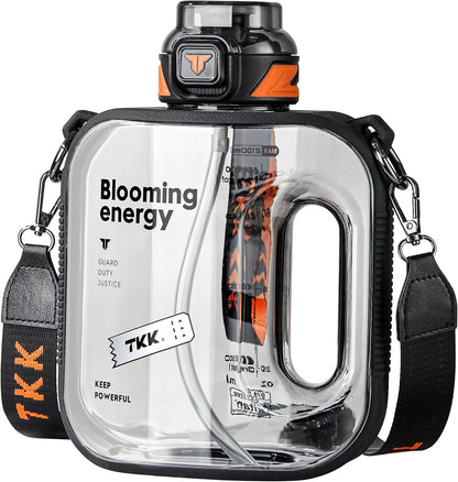 Half Gallon Water Bottle Jug with Straw Large Capacity Plastic Water Bottle Dishwasher Safe 1/2 Gallon 50 Oz Water Bottle Jug BPA Free Tritan for Gym Yoga Travel Camping Outdoor