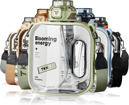 Half Gallon Water Bottle Jug with Straw Large Capacity Plastic Water Bottle Dishwasher Safe 1/2 Gallon 50 Oz Water Bottle Jug BPA Free Tritan for Gym Yoga Travel Camping Outdoor