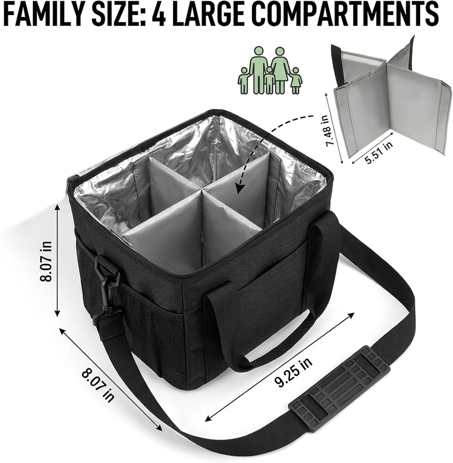 Family Size 4 Compartment Insulated Drink Bag, No-Spill Car Drink Carrier Bag with Adjustable Strap, Multiple Tumbler Carrier Caddy for Iced Coffee, Water Bottles, Teachers (Pink)
