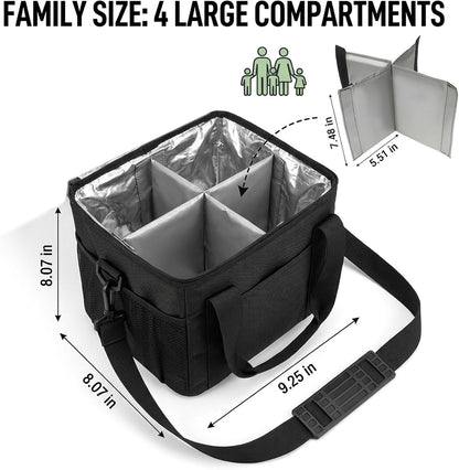 Family Size 4 Compartment Insulated Drink Bag, No-Spill Car Drink Carrier Bag with Adjustable Strap, Multiple Tumbler Carrier Caddy for Iced Coffee, Water Bottles, Teachers (Pink)