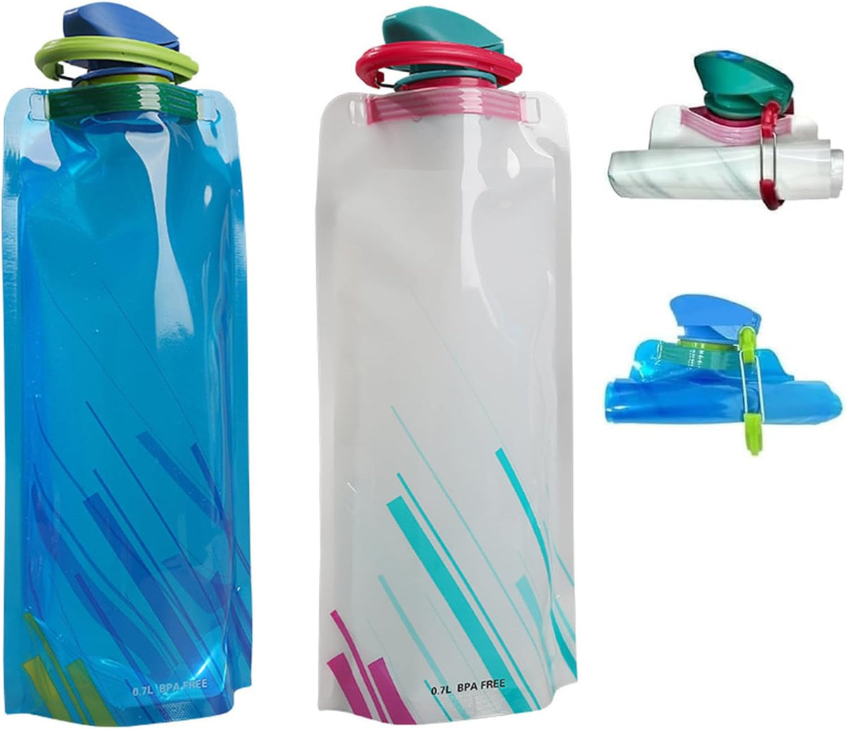 Collapsible Water Bottles for Travel – 23oz Foldable Water Bottle with Carabiner,Leakproof BPA-Free Water Jup, Portable Reusable Water Bottle for Hiking,Sports,Camping,Biking