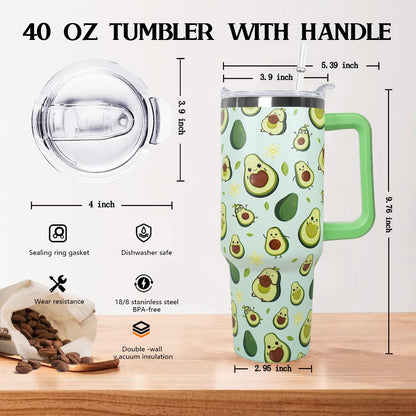 Ceovfoi 40 Oz Leopard & Zebra Print Tumbler With Handle, Lid & Straw - Insulated Travel Coffee Mug Water Bottle, Animal Print Gifts for Women Men