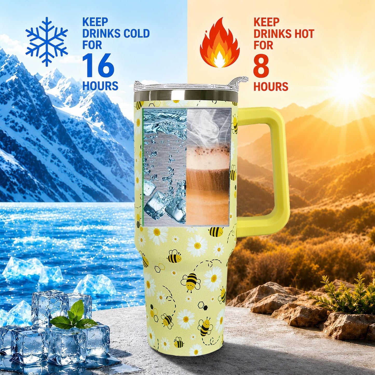 Ceovfoi 40 Oz Leopard & Zebra Print Tumbler With Handle, Lid & Straw - Insulated Travel Coffee Mug Water Bottle, Animal Print Gifts for Women Men