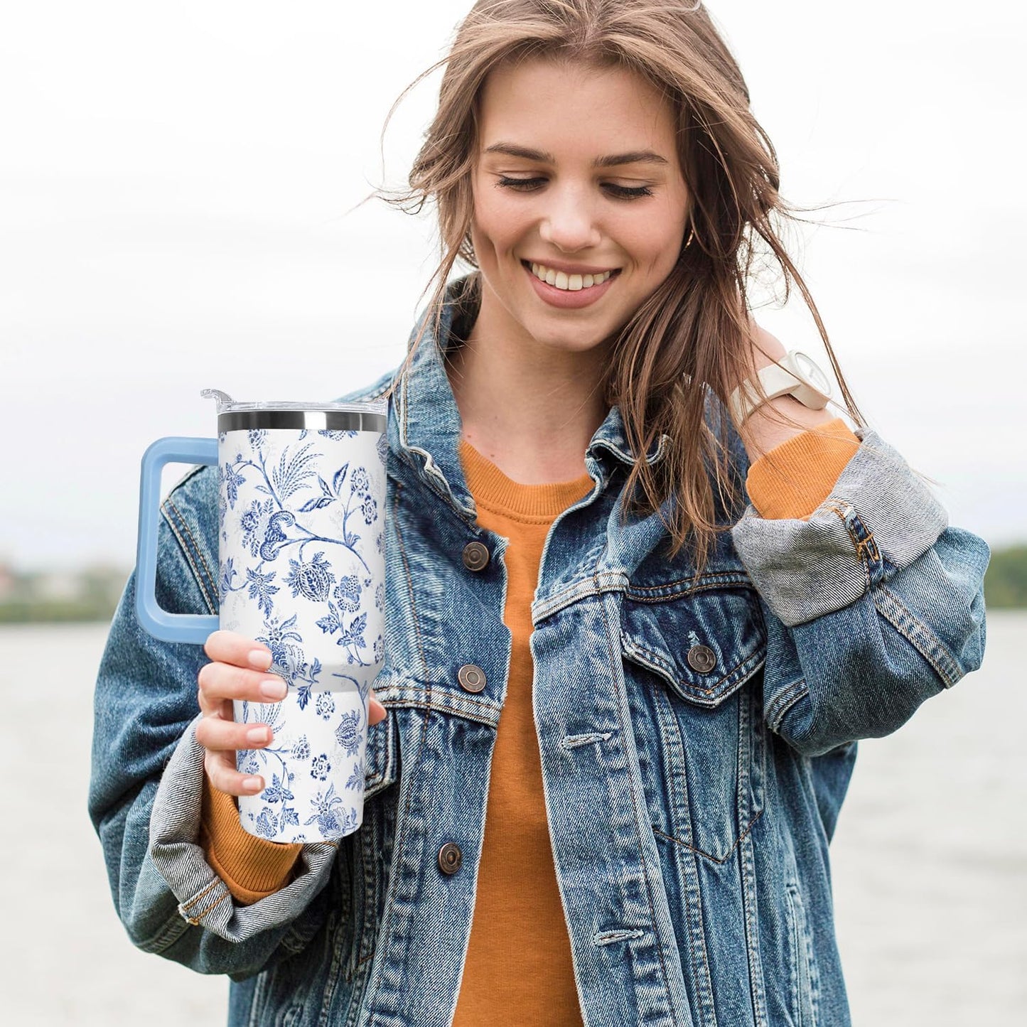 Ceovfoi 40 Oz Leopard & Zebra Print Tumbler With Handle, Lid & Straw - Insulated Travel Coffee Mug Water Bottle, Animal Print Gifts for Women Men