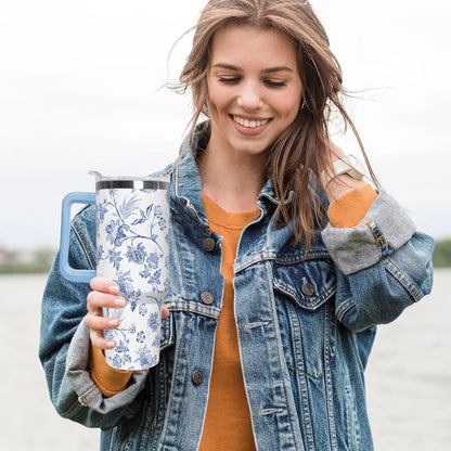 Ceovfoi 40 Oz Leopard & Zebra Print Tumbler With Handle, Lid & Straw - Insulated Travel Coffee Mug Water Bottle, Animal Print Gifts for Women Men