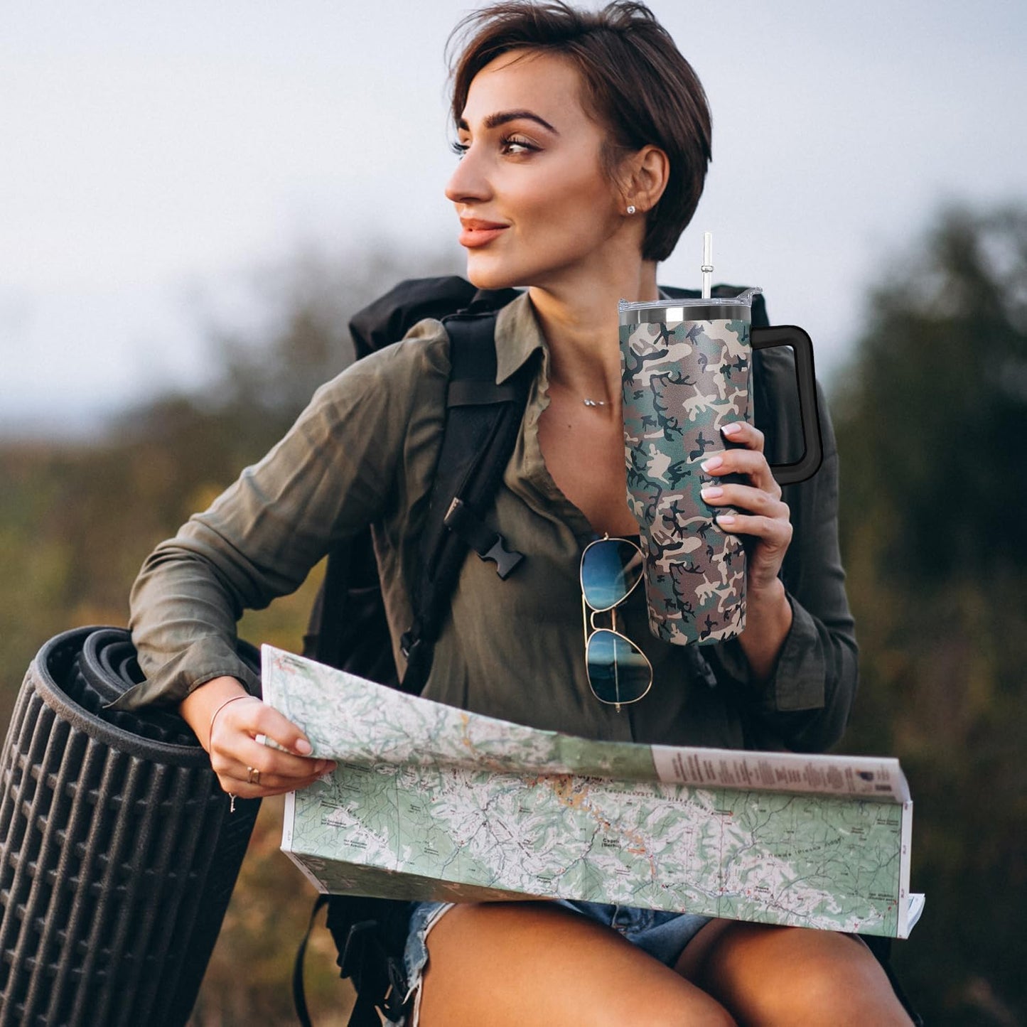 Ceovfoi 40 Oz Leopard & Zebra Print Tumbler With Handle, Lid & Straw - Insulated Travel Coffee Mug Water Bottle, Animal Print Gifts for Women Men