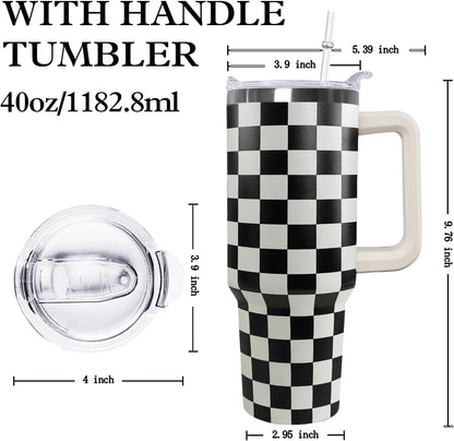 Ceovfoi 40 Oz Leopard & Zebra Print Tumbler With Handle, Lid & Straw - Insulated Travel Coffee Mug Water Bottle, Animal Print Gifts for Women Men