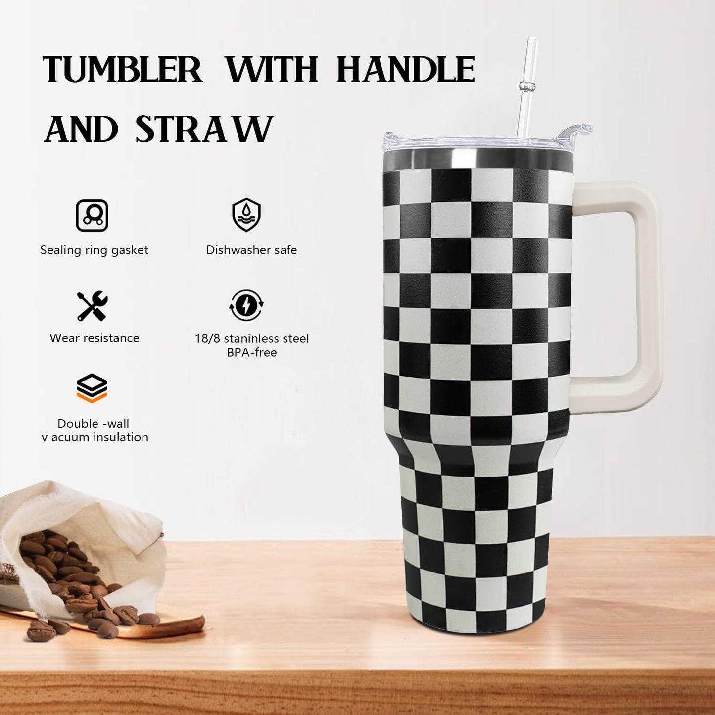 Ceovfoi 40 Oz Leopard & Zebra Print Tumbler With Handle, Lid & Straw - Insulated Travel Coffee Mug Water Bottle, Animal Print Gifts for Women Men