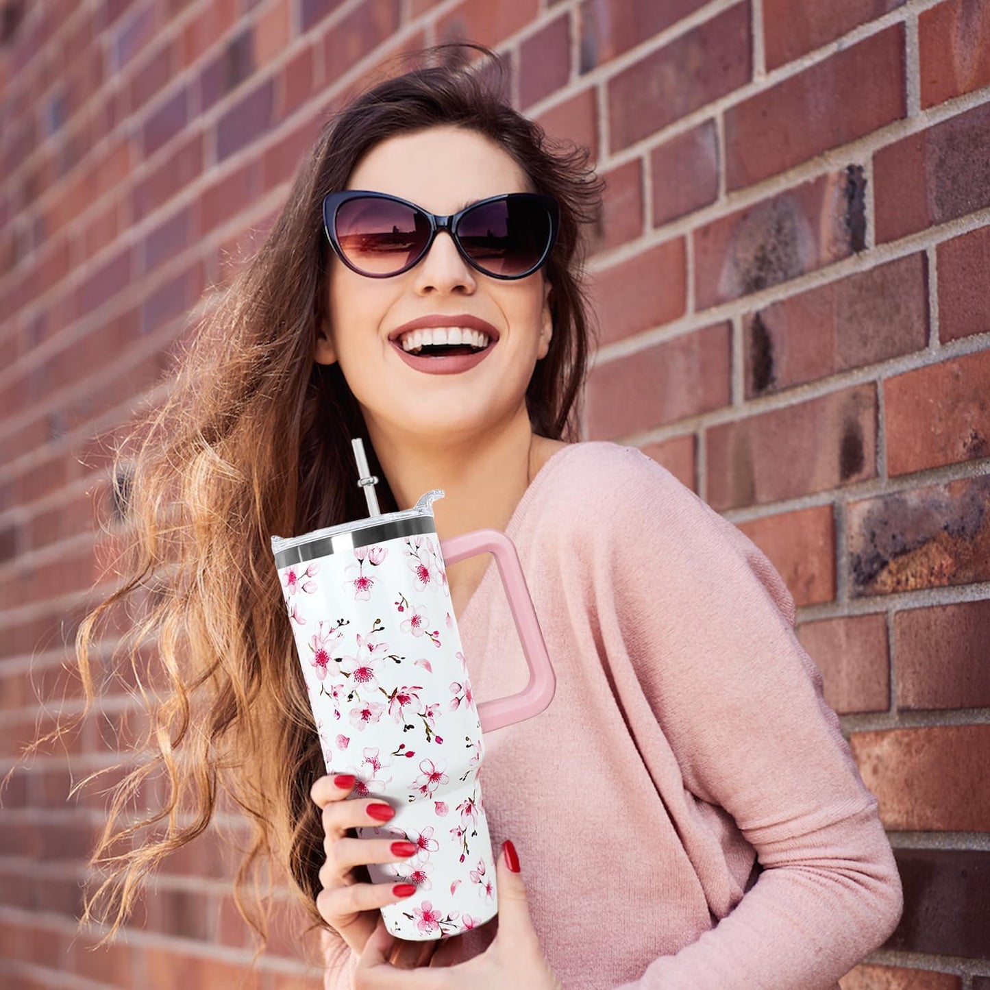 Ceovfoi 40 Oz Leopard & Zebra Print Tumbler With Handle, Lid & Straw - Insulated Travel Coffee Mug Water Bottle, Animal Print Gifts for Women Men