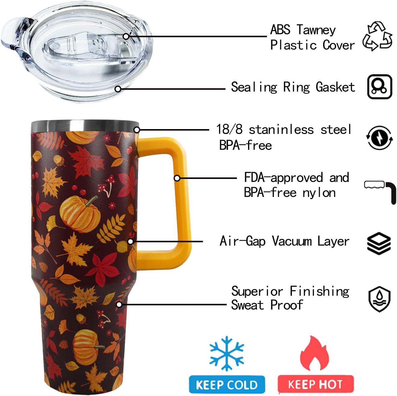 Ceovfoi 40 Oz Leopard & Zebra Print Tumbler With Handle, Lid & Straw - Insulated Travel Coffee Mug Water Bottle, Animal Print Gifts for Women Men