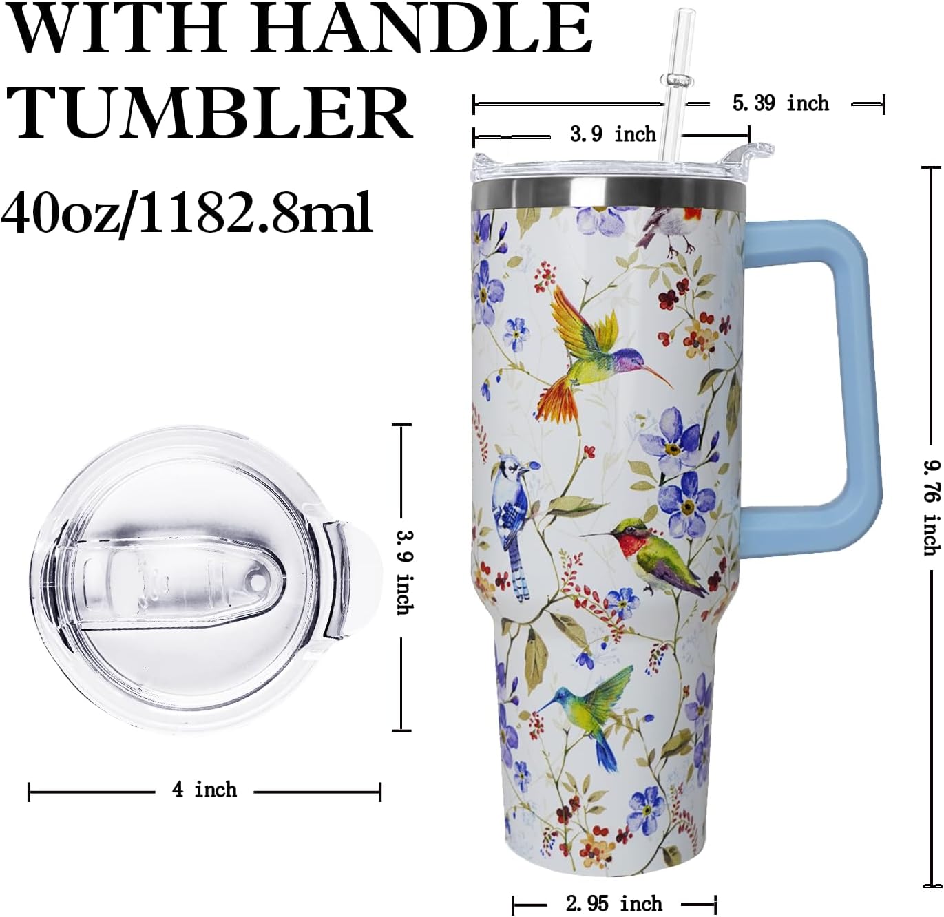 Ceovfoi 40 Oz Leopard & Zebra Print Tumbler With Handle, Lid & Straw - Insulated Travel Coffee Mug Water Bottle, Animal Print Gifts for Women Men